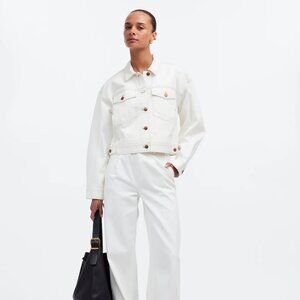 COPY - Madewell Button-Front Denim Jacket in Tile White Size XS